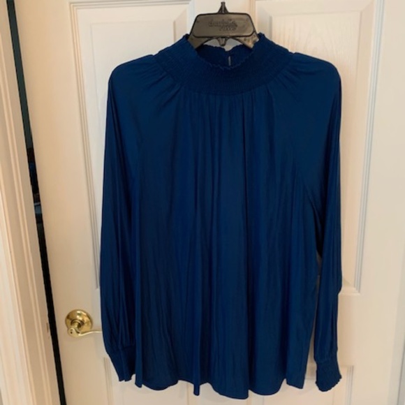 Silky Teal Dressy Long-sleeved Turtleneck/Blouse by Chico's - Picture 2 of 8